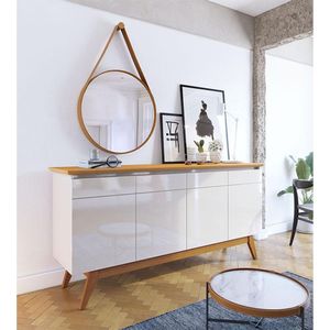 Aparador Para Sala Buffet Ambiente Classic 1.6 Com Gaveta Off White Nature - Imcal