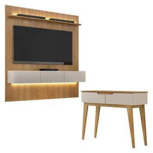Home Suspenso Frisado Curitiba 180 Com Led E Aparador Bellíssima Cinamomo Off White - Valdemóveis