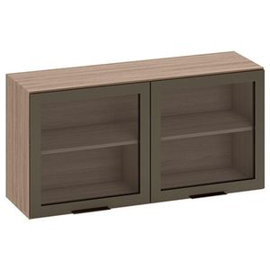 Armário Aéreo 2 Portas Vidro Etna Carvalho Oak - Poliman