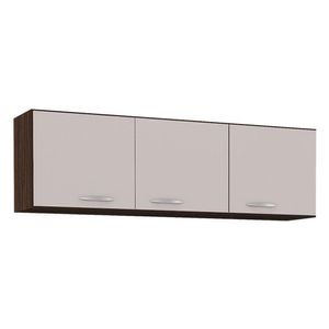 Armário Aéreo Para Cozinha 3 Portas 120 Cm Chocolate Off White- Poquema
