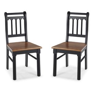 Conjunto De 2 Cadeiras De Madeira Maciça Preto Preto