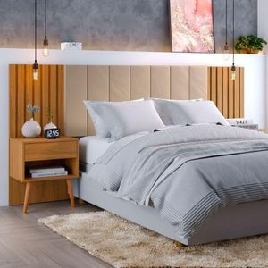 Cabeceira Queen Extensivel Estofada Com Mesa De Cabeceira Zara Shop Jm Camaru