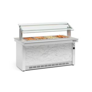 Buffet Quente 10 Cubas Gbta200 Gelopar 10gns 220v Branco E Mármore
