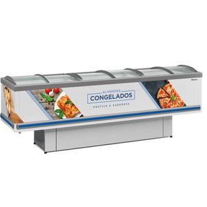 Ilha Plus Dupla Ação Vidro Curvo Gesv290c Gelopar Expositor 827 Litros Branco 110v