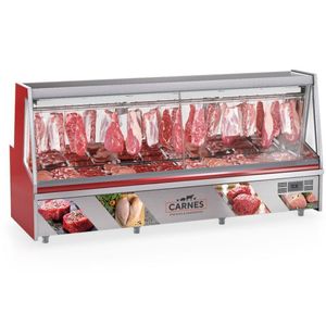 Balcão Frigorífico Premium Turino Sem Depósito Gatp300a Gelopar Expositor De Carnes Vermelho 220v