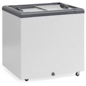 Freezer Plano Vidro Reto Deslizante Com Led Ghd200l Gelopar Expositor 210 Litros Cinza 220v