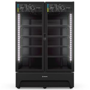 Expositor De Bebidas Porta Dupla Vbm3ah Metalfrio Expositor 1257 Litros All Black 220v