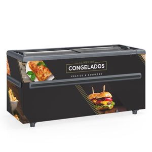 Ilha Congelados Vidro Reto Com Led Ghdi500 Gelopar Expositor 500 Litros Preto 220v