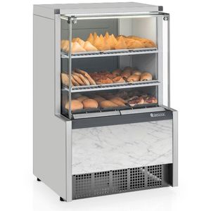 Balcão Estufa Aurora Com Bandejas Meqa075r Gelopar Aurora Vitrine Quente 0,74mt Branco 110v