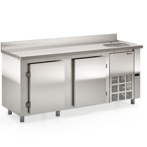 Balcão De Encosto Com 2 Portas E 1 Pia Lado Direito Gbfe200cd Gelopar Balcão 556 Litros Inox 110v