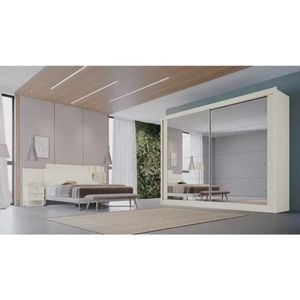 Roupeiro Creta 100% Mdf Com 2 Portas Espelhadas Off White Off White - Móveis Europa