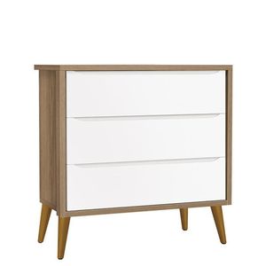 Cômoda Infantil 3 Gavetas Theo Retrô Branco Fosco/mezzo Com Pés Amadeirado Branco