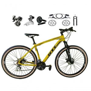 Bicicleta Aro 29 Gti Roma Shimano Altus 24v Freio Disco Hidráulico Garfo Trava - Amarelo Tam.17