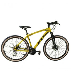 Bicicleta Aro 29 Gti Roma Alumínio 27v Freio Disco Mecânico Pneu Faixa Bege - Amarelo Tam.15