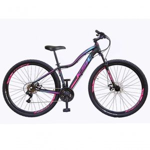 Bicicleta Feminina Aro 29 Ksw Mwza Alumínio 27v K7 Freio Disco Mecânico - Preto-pink-azul Tam.15