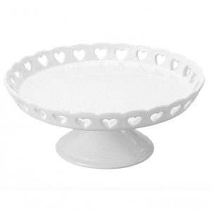 Centro De Mesa De Ceramica Coração Branco 20,5 Cm - Lyor