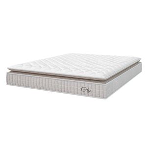 Colchão King Molas Ensacadas City Pillow Top 193x203x23cm Branco / Bege Branco/bg
