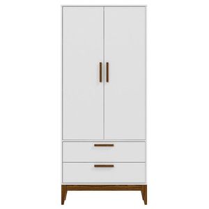 Guarda Roupa Infantil 2 Portas Nature Branco Acetinado Eco Wood - Matic