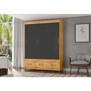 Guarda Roupa Casal Ambiente 20033 Freijó Carbono Flex - Araplac