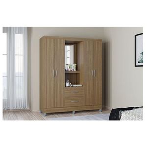 Guarda Roupa Solteiro Ambiente Cordoba 4 Portas Castanho - Poquema
