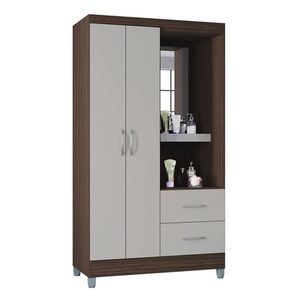 Guarda Roupa Solteiro Cordoba 2 Portas Chocolate Off White - Poquema