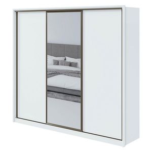 Guarda Roupa Casal Spazio 270 Branco Brilho Com Espelho - Lopas