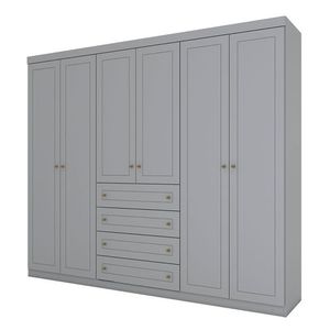 Guarda Roupa Casal Americano 6 Portas Cinza - Henn