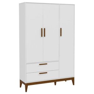 Guarda Roupa Infantil Nature 3 Portas Branco Acetinado Eco Wood - Matic