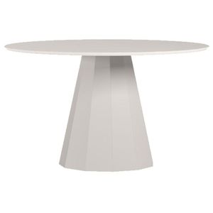 Mesa De Jantar 135x135 Cm Isis Com Vidro Off White - New Ceval