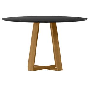 Mesa De Jantar 135x135 Cm Vitória Com Vidro Ype Preto - New Ceval