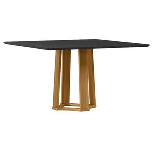 Mesa De Jantar 135x135 Cm Treviso Com Vidro Ype Preto - New Ceval
