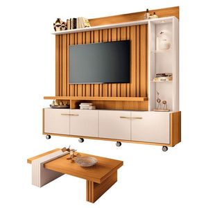 Estante Home Theater Titan E Mesa De Centro Luna Cinamomo Off White - Hb Móveis