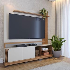 Estante Home Theater Ambiente Jurerê 1.8 Off White Matte Freijó - Colibri