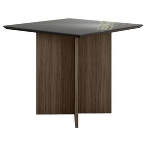 Mesa De Jantar 90cm Helo Com Vidro Amêndoa Grafite - Poliman
