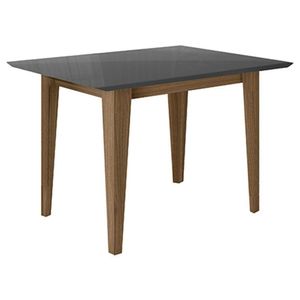 Mesa De Jantar 120cm Kate Carvalho Grafite Tampo Com Vidro - Poliman
