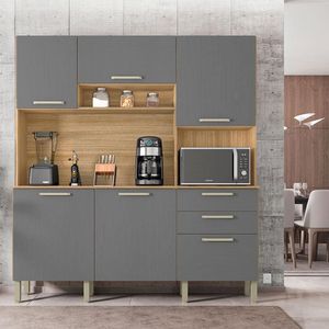Cozinha Ambiente Ferrara 6 Portas E 2 Gavetas Freijó Gris - Kits Paraná