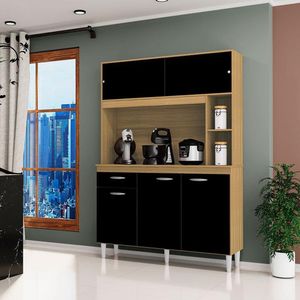 Cozinha Ambiente Kit Duda 120 Cm Damasco Preto - Poquema