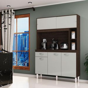 Cozinha Ambiente Kit Duda 120 Cm Chocolate Off White - Poquema