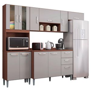 Cozinha Lavínia Balcão Com Tampo Capuccino Off White - Poquema