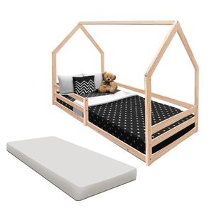 Cama Com Colchão Solteiro Em Madeira Maciça Naturale