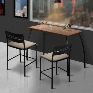 Conjunto Mesa Bistro Aço Nobre Fit Flora Assento Bege