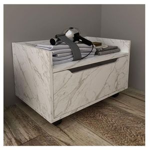 Balcão Gabinete Para Banheiro Ambiente Bn3647 Mármore Branco - Tecnomobili