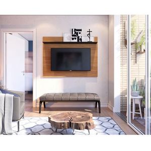 Painel Para Tv Suspenso Ambiente Maia Noce Milano Preto Acetinado - Colibri
