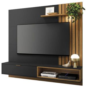 Painel Para Tv Suspenso Tocantins 1.6 Preto Acetinado Noce Milano- Colibri