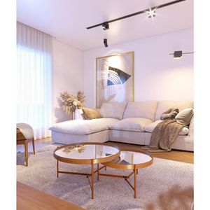 Kit Mesa De Centro Ambiente Aqua Com Espelho Cobre - Imcal