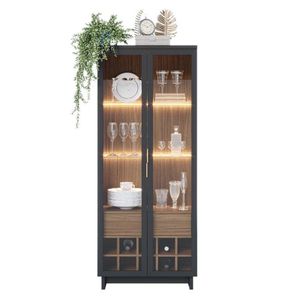 Cristaleira Guanabara Preto Acetinado Noce Milano - Colibri