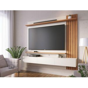 Painel Para Tv Home Suspenso Ambiente Juriti 1.8 Off White Matte Freijó - Colibri