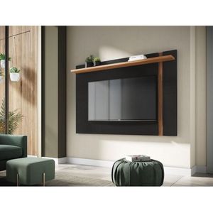 Painel Para Tv Suspenso Extensivo Ambiente Leme Preto Acetinado Noce Milano - Colibri