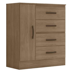 Cômoda Lite 4 Gavetas 01 Porta Carvalho Oak - Móveis Leão