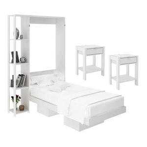 Cama Articulada Solteiro Cm8013 Com Kit 2 Mesas De Cabeceira Branco - Tecnomobili